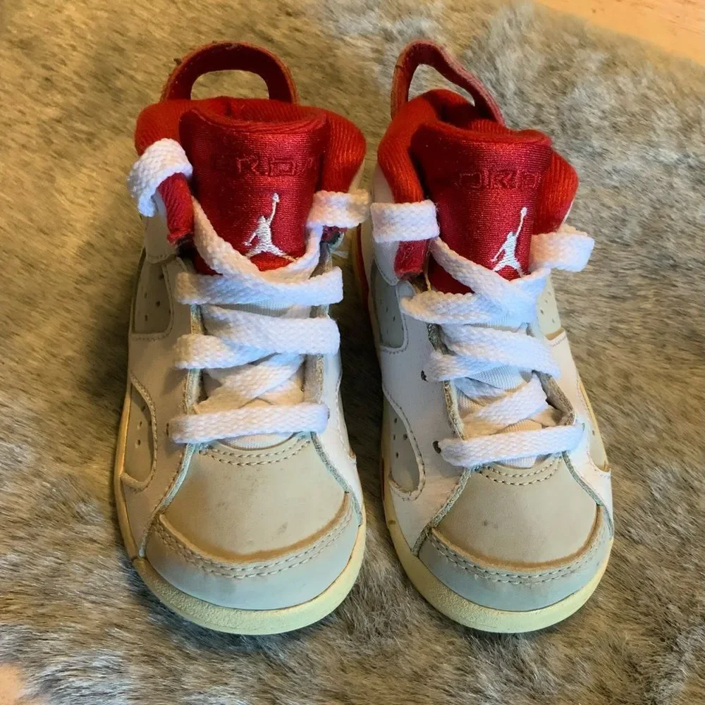 Nike Kids Air Jordan 6 Retro Red Shoes Size 6C